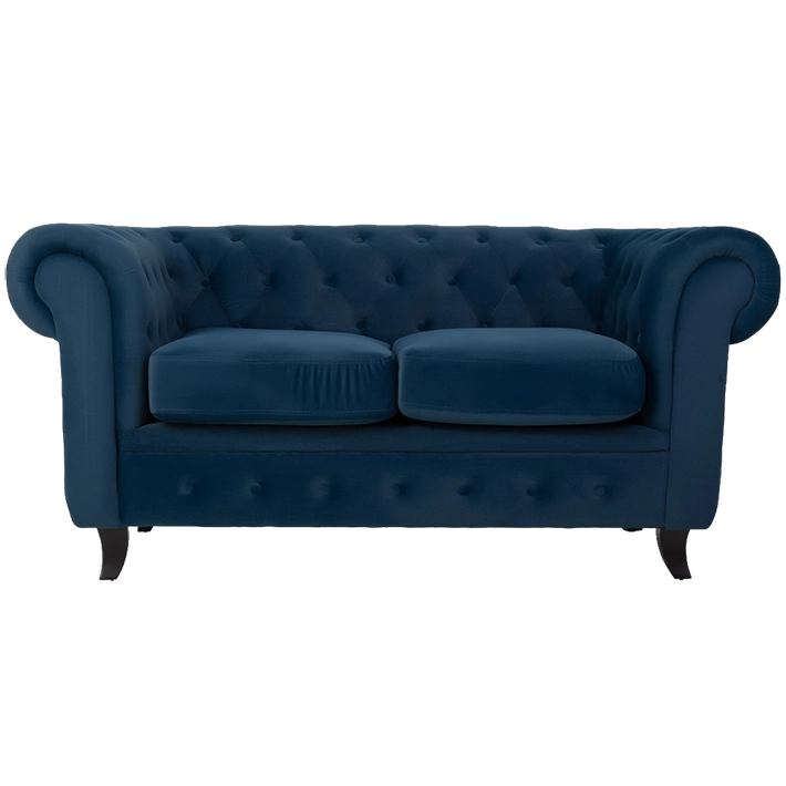 Alt Sofa Chester 2 plazas Azul Marino acabado de terciopelo ideal para eventos y hostelería