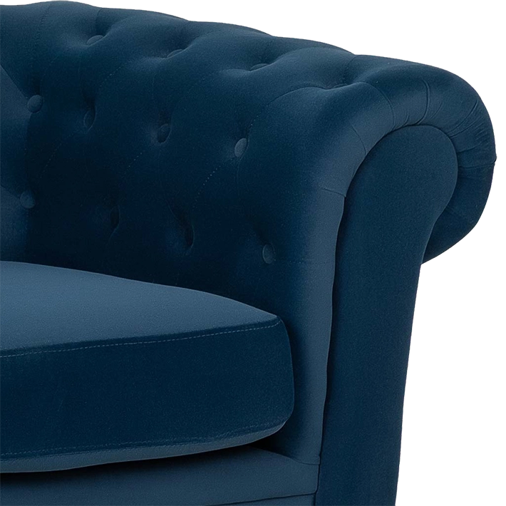 Alt Sofa Chester 3 plazas Azul Marino acabado de terciopelo ideal para eventos y hostelería
