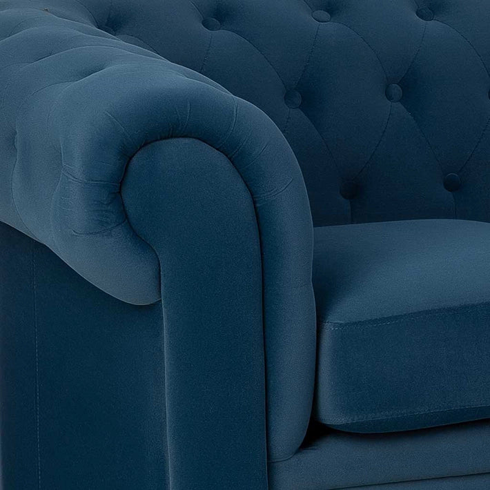 Alt Sofa Chester 3 plazas Azul Marino acabado de terciopelo ideal para eventos y hostelería