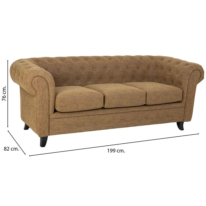 Alt Sofá Chester Camel 3 plazas ideal para el uso intensivo profesional en eventos y hostelería