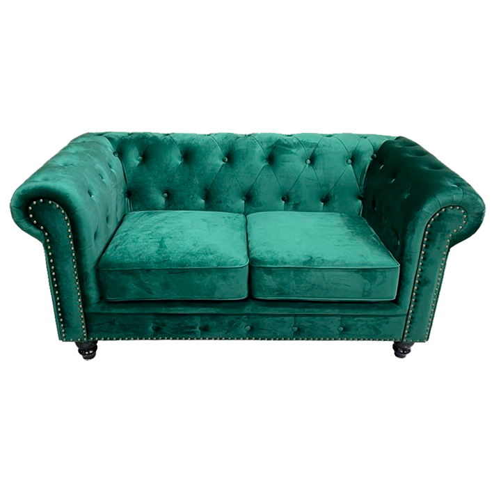 Alt Sofa Chester Tapizado Velvet Esmeralda 2 plazas para eventos