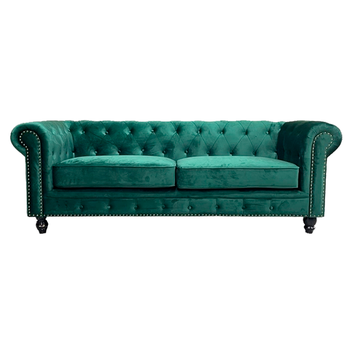 Alt Sofa Chester Tapizado Velvet Esmeralda 3 plazas para eventos