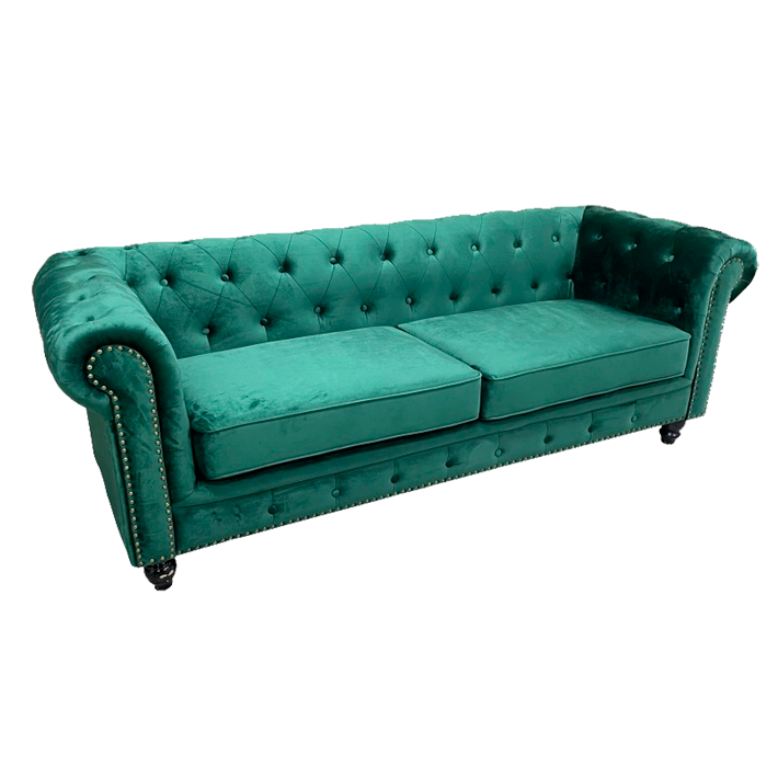 Alt Sofa Chester Tapizado Velvet Esmeralda 3 plazas para eventos