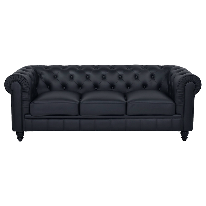 Alt Sofa Chester Similpiel Negro 3 plazas para eventos 