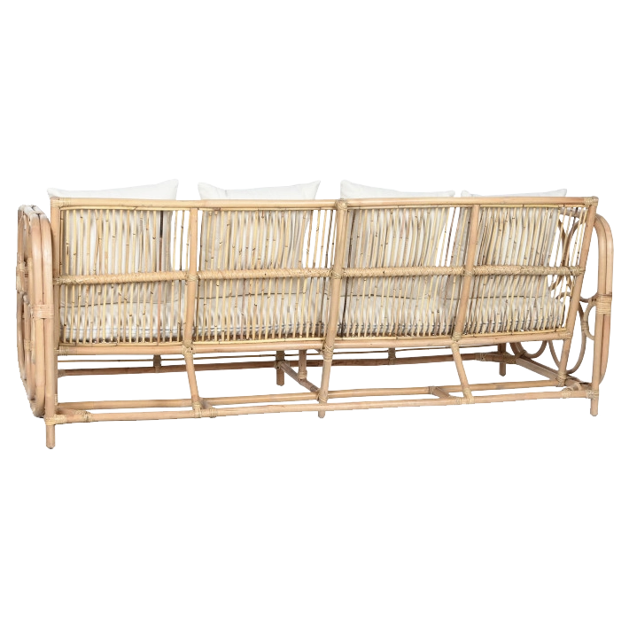 Alt Sofá fabricado en ratán con un bonito diseño y cojines blancos de algodón para chillout EME Mobiliario