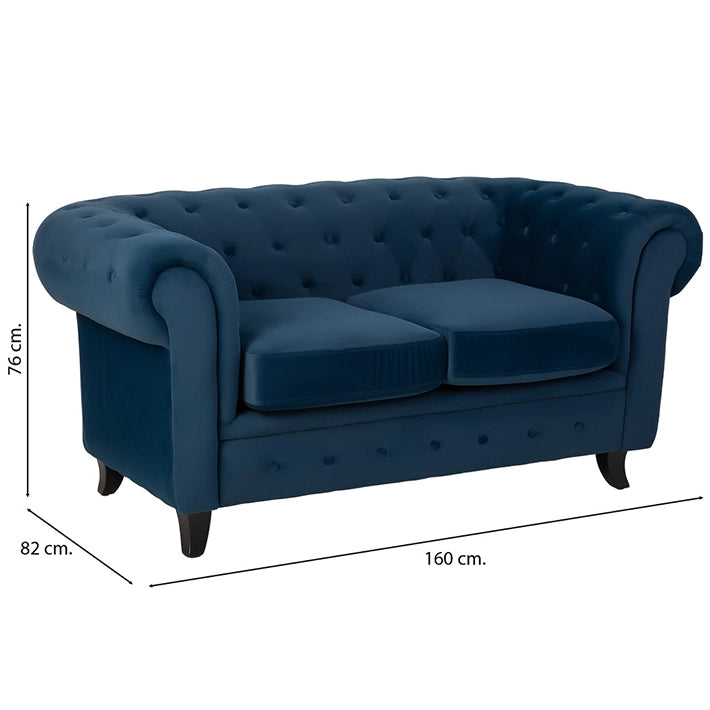 Alt Sofá Chester Azul Marino 2 plazas ideal para el uso intensivo profesional en eventos y hostelería
