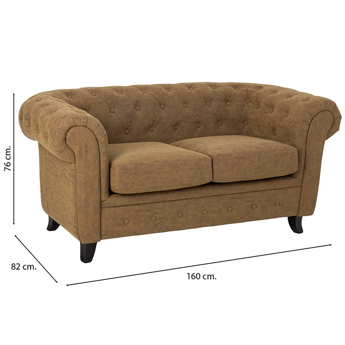 Alt Sofá Chester Camel 2 plazas ideal para el uso intensivo profesional en eventos y hostelería
