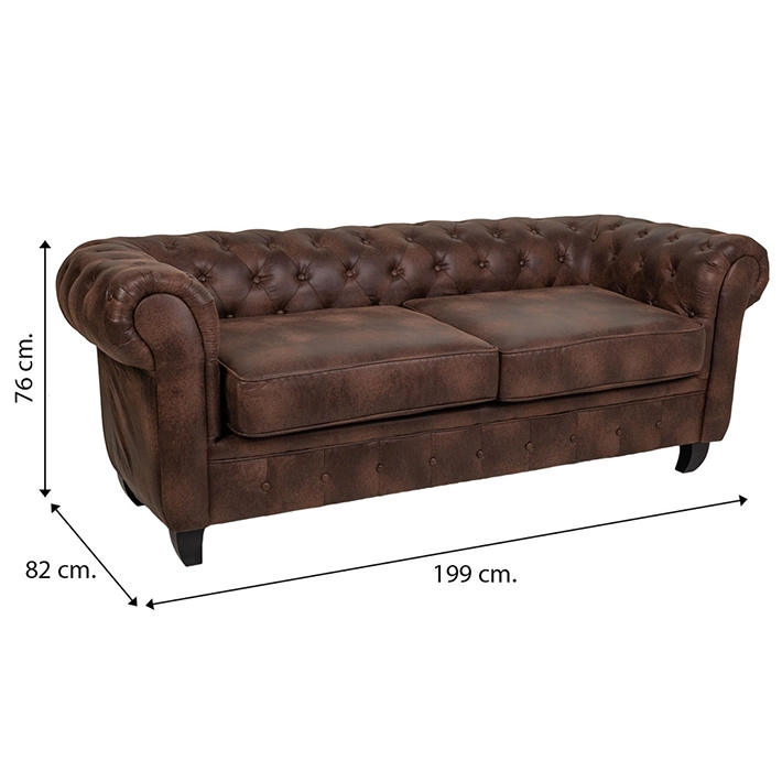 Alt Sofá Chester Marrón 3 plazas ideal para el uso intensivo profesional en eventos y hostelería