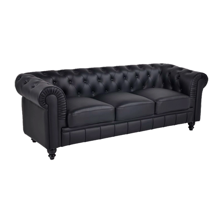 Alt Sofa Chester Similpiel Negro 3 plazas para eventos 