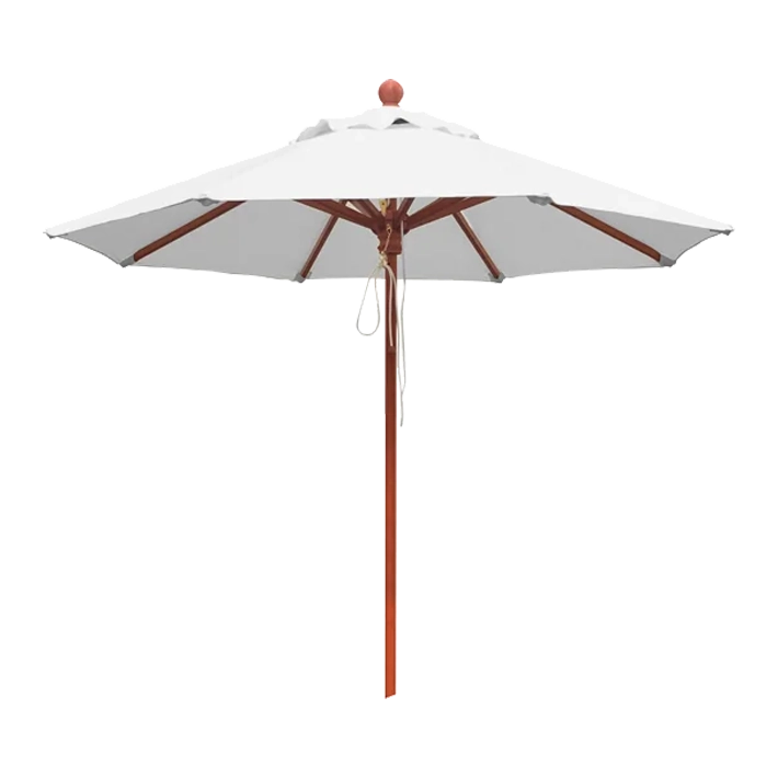Alt Sombrilla de madera redondas de color blanco con estructura en color madera nogal para hostelería y eventos EME Mobiliario