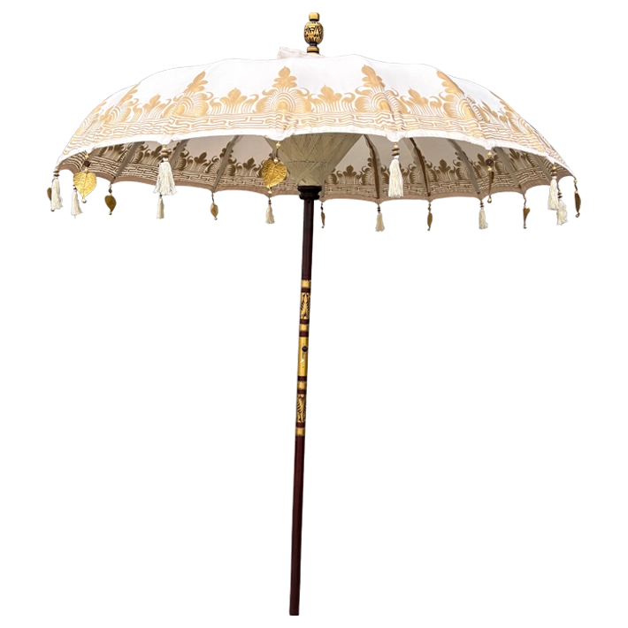 Alt Sombrilla Balinesa Decorados Oro fabricada con materiales 100% naturales de forma artesanal 