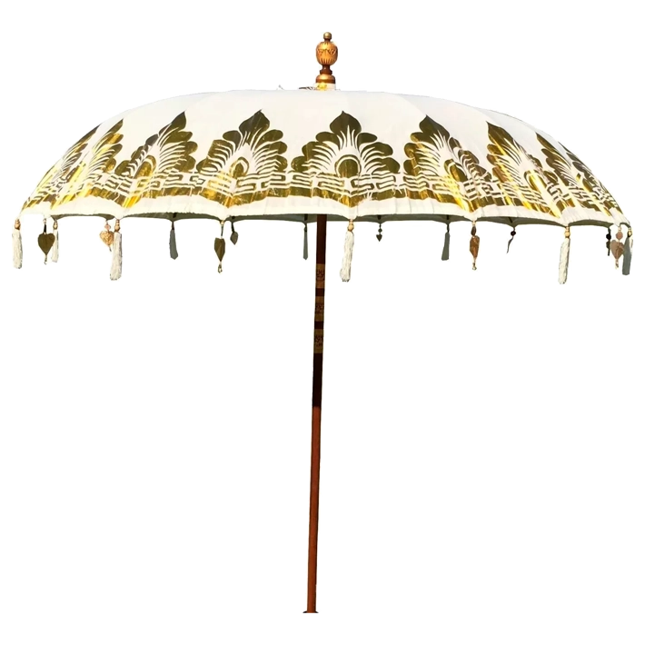 Alt Sombrilla Balinesa Decorada Oro ideal para usar en eventos y hostelería