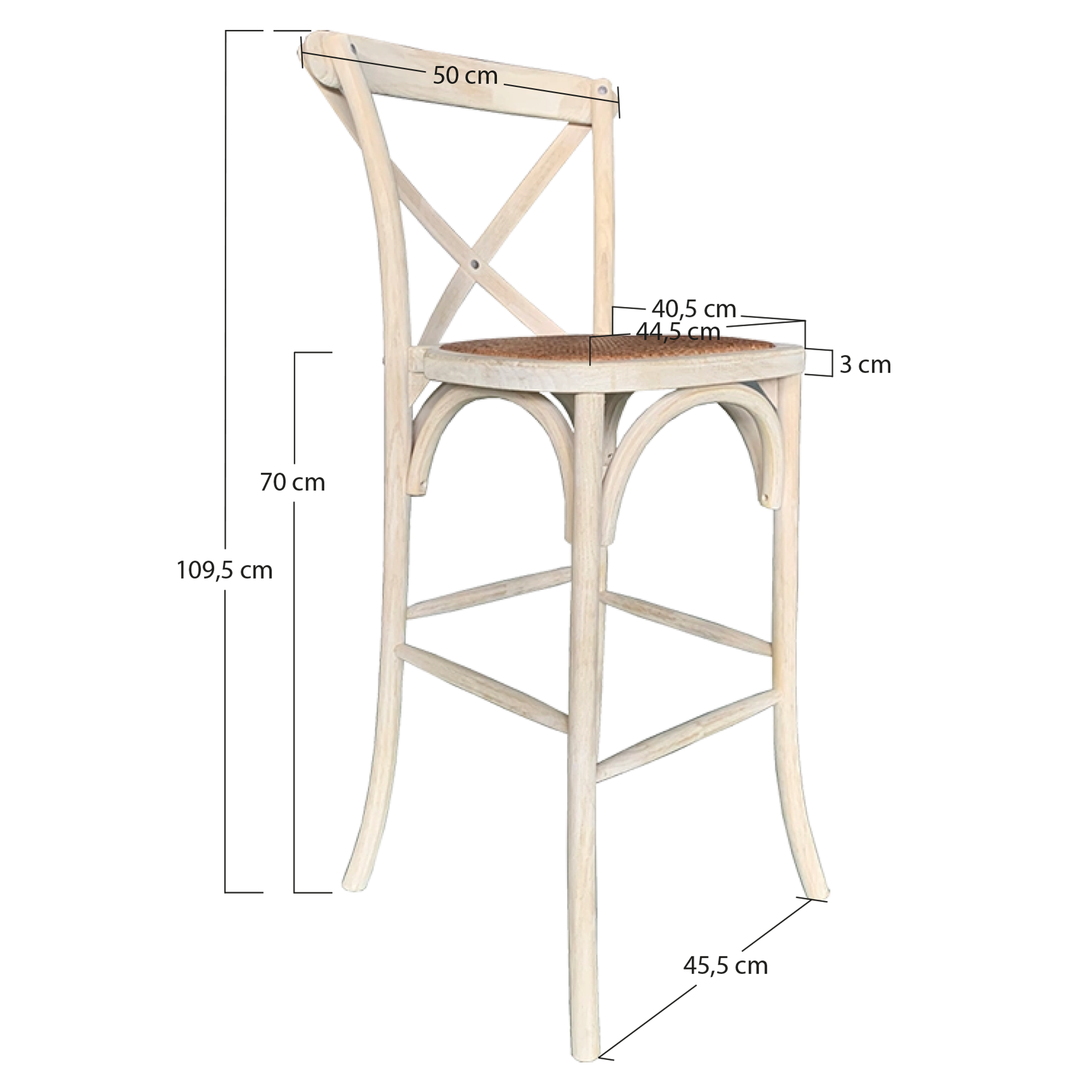 Alt Taburete Crossback de Madera Decapada EME Mobiliario