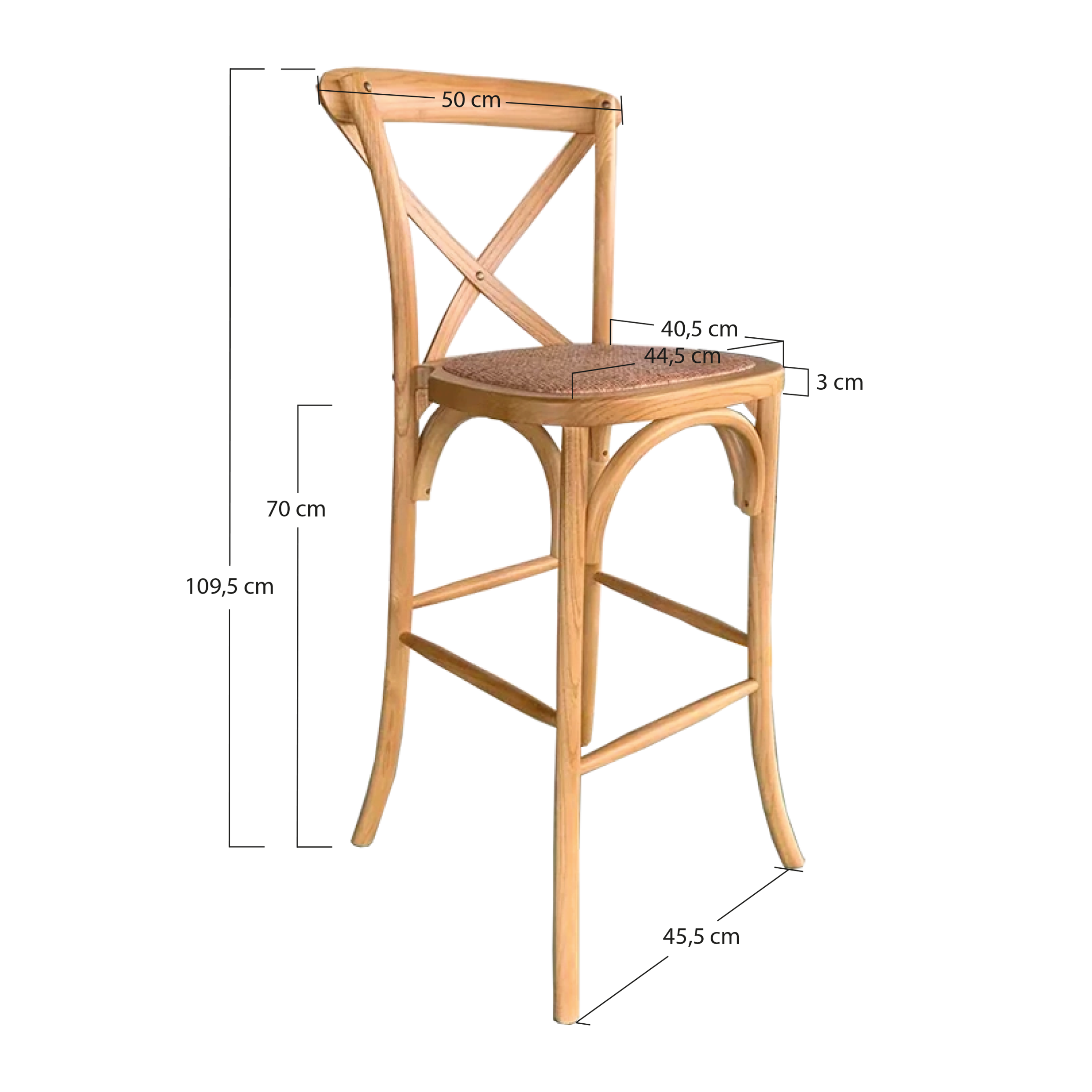 Alt Taburete Crossback de Madera Iroko EME Mobiliario