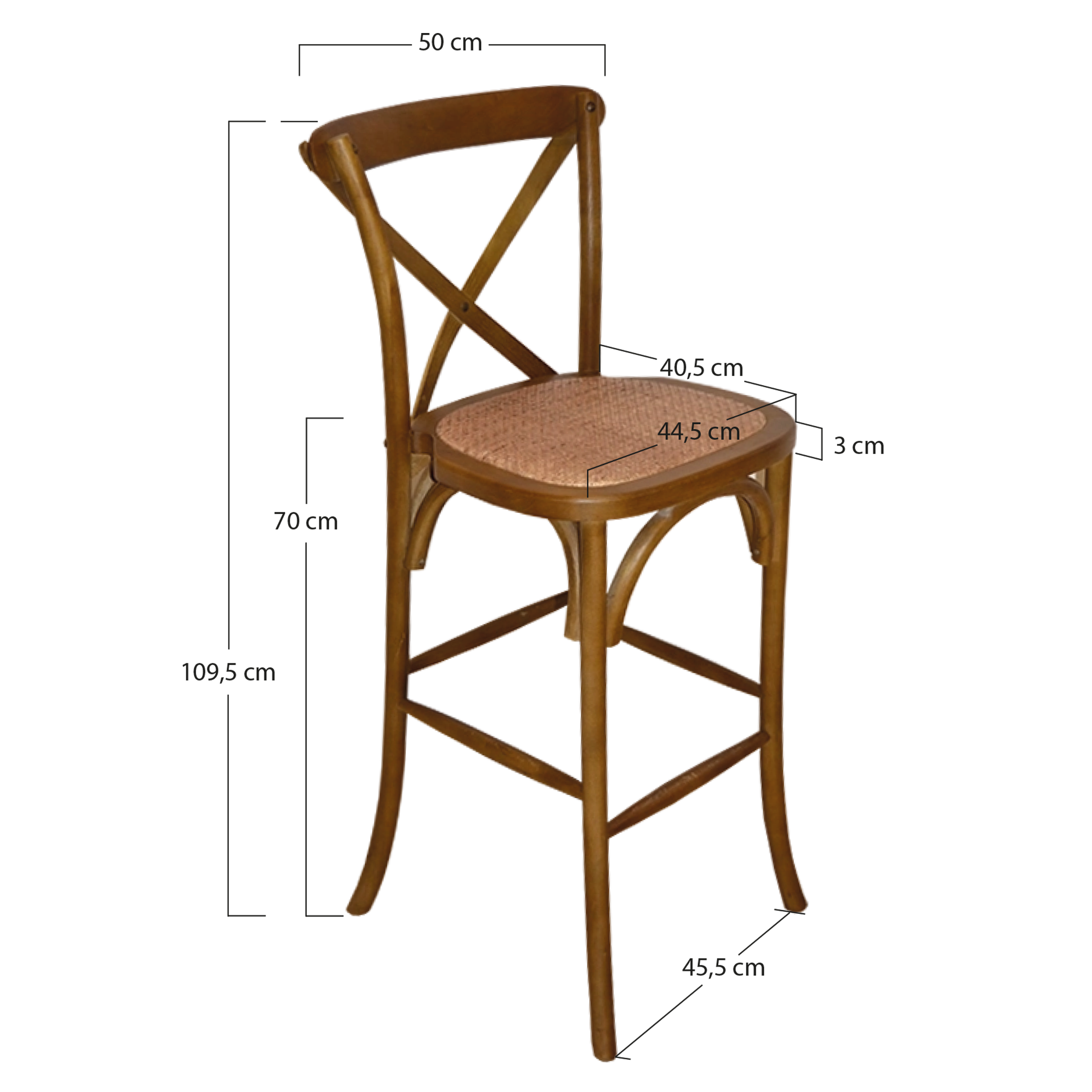 Alt Taburete Crossback de Madera Oscura EME Mobiliario