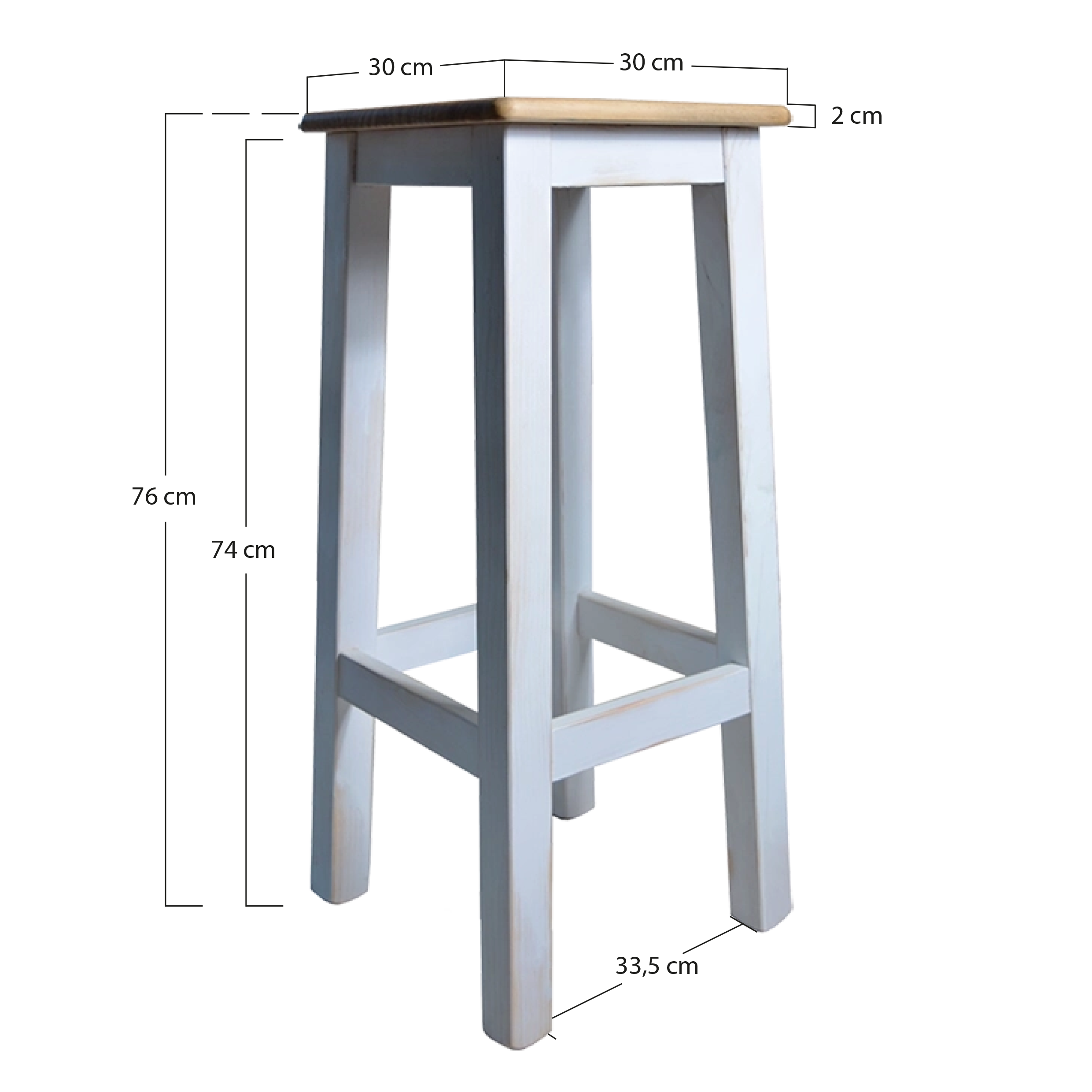 Alt Taburetes de Madera con acabado blanco y tapa de color natural para Hostelería EME Mobiliario