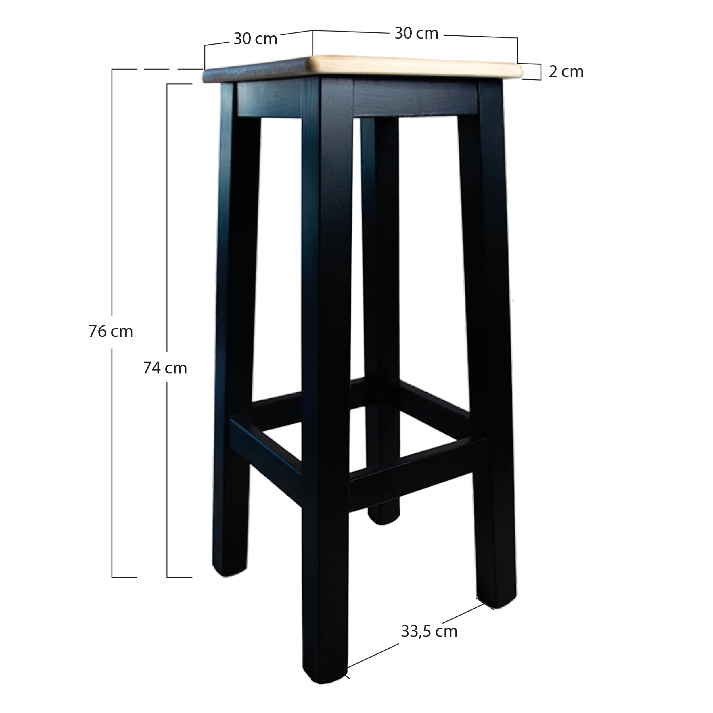 Alt Taburetes de Madera con acabado negro y tapa de color natural para Hostelería EME Mobiliario