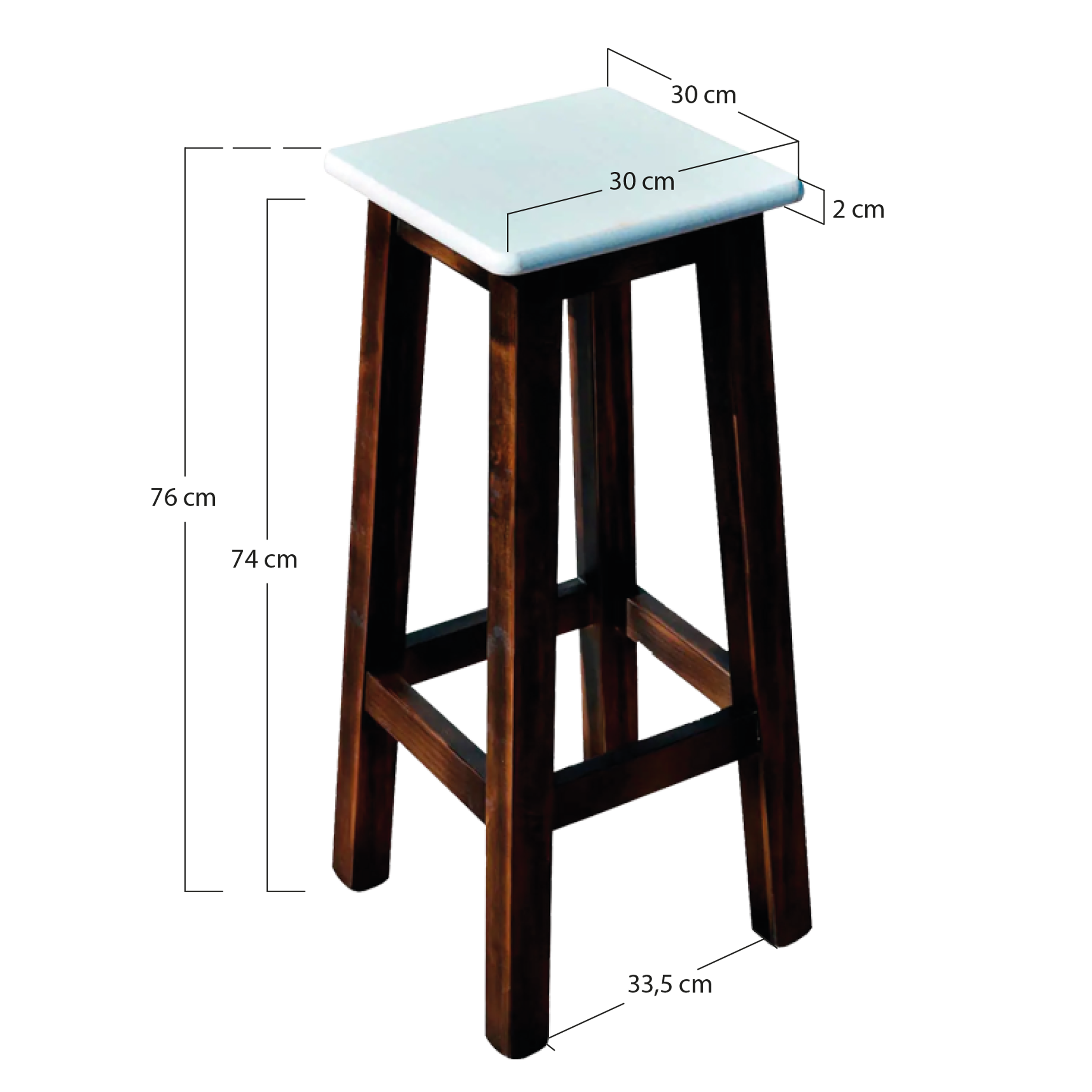 Alt Taburetes de Madera con acabado nogal y tapa de color blanco para Hostelería EME Mobiliario