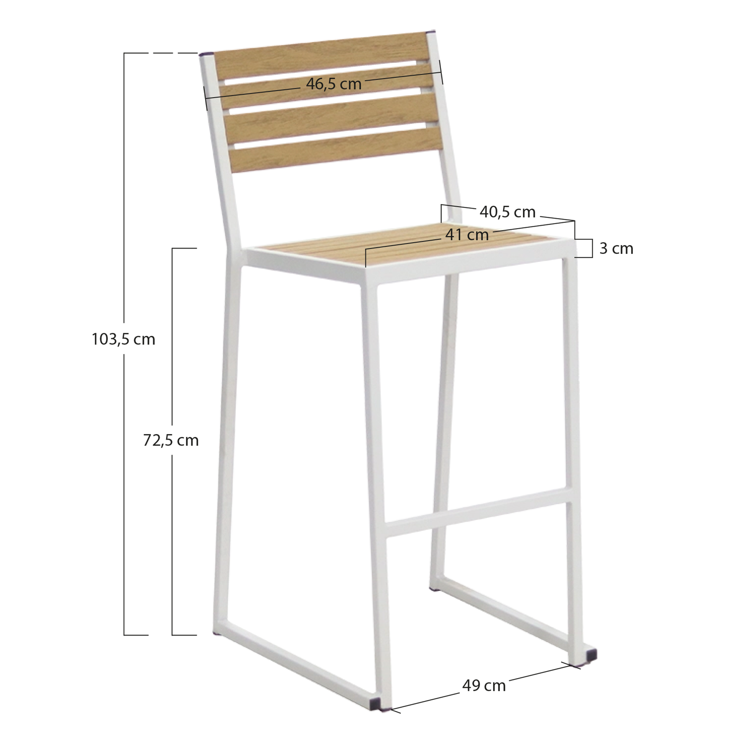 Alt Taburete Mallorca de color blanco fabricado con acero y acabado en blanco EME Mobiliario