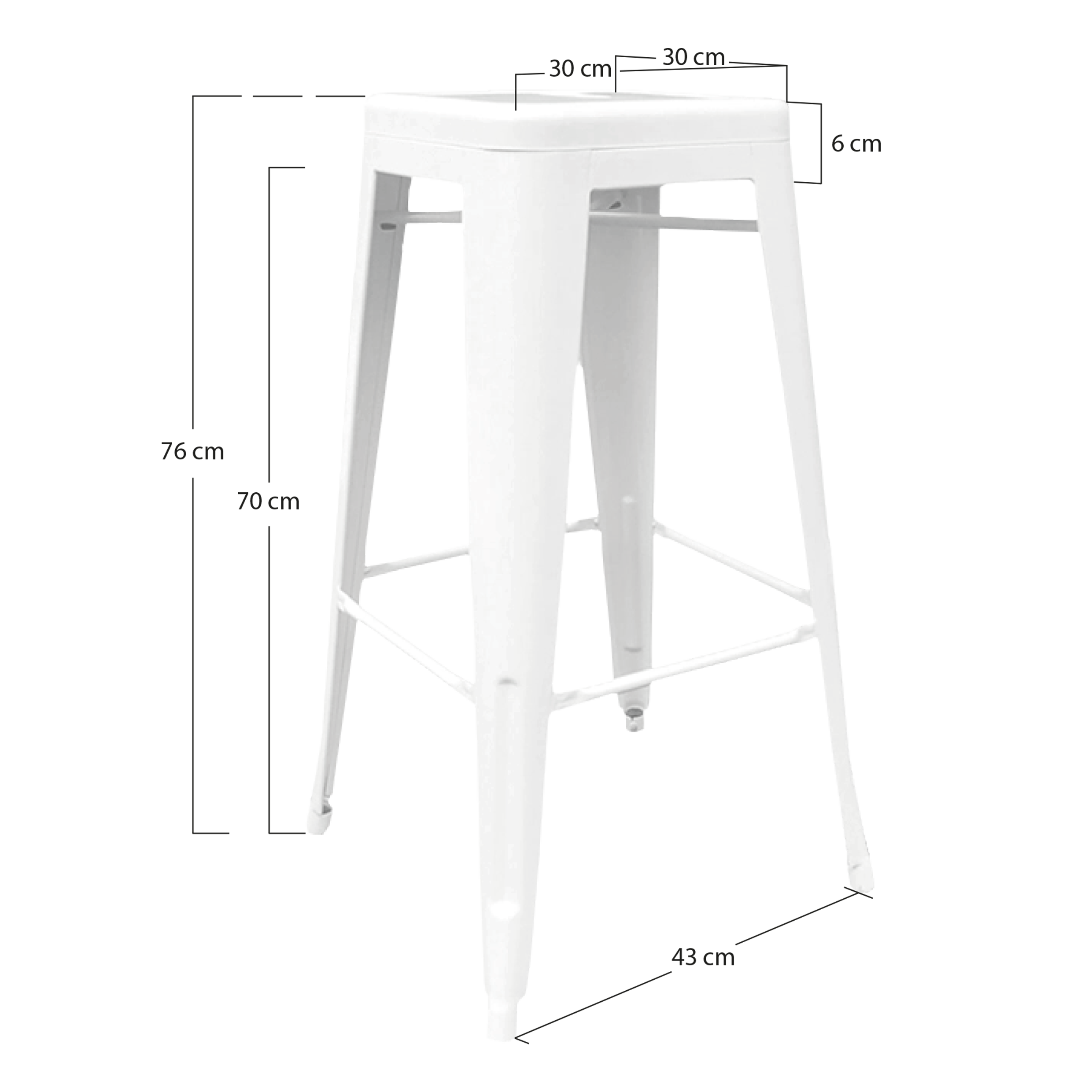 Alt Taburete Tolix en color blanco con diseño industrial para Hostelería EME Mobiliario