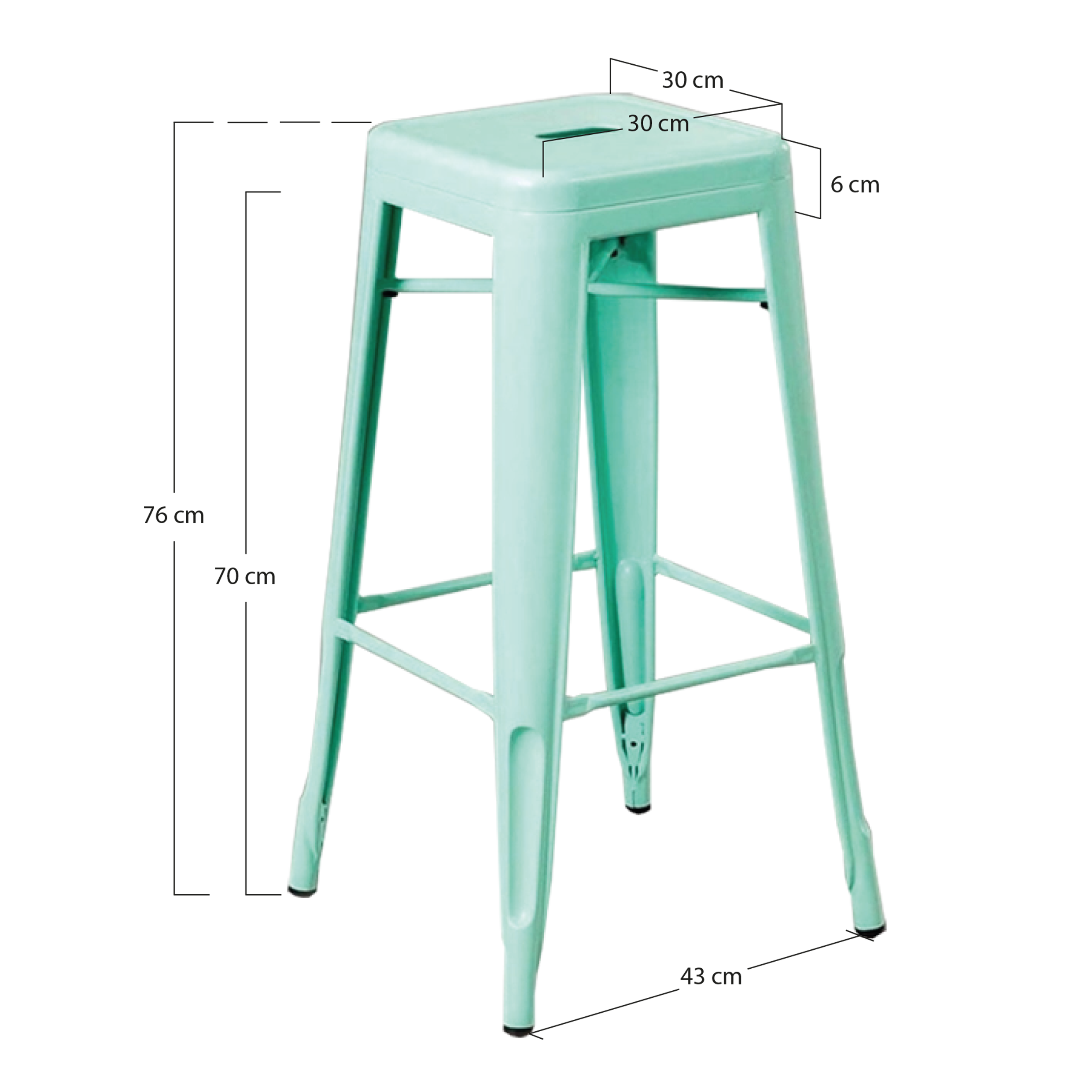Alt Taburete Tolix en color menta con diseño industrial para Hostelería EME Mobiliario