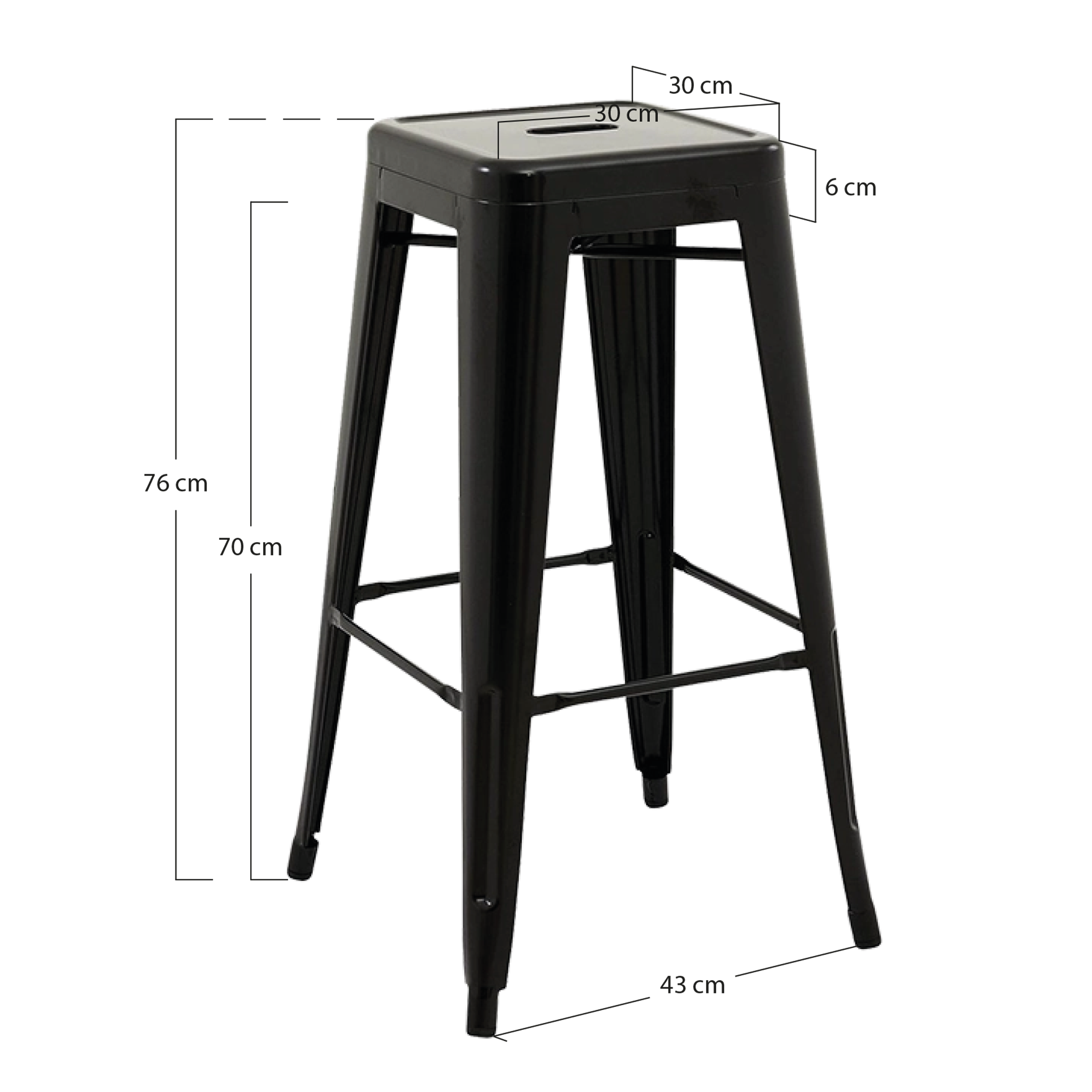 Alt Taburete Tolix en color negro con diseño industrial para Hostelería EME Mobiliario