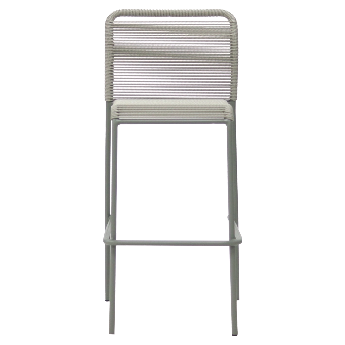 Alt Taburete Ibiza Verde fabricado en acero y cuerda sintética con una estructura apilable ideal para el uso intensivo profesional EME Mobiliario 