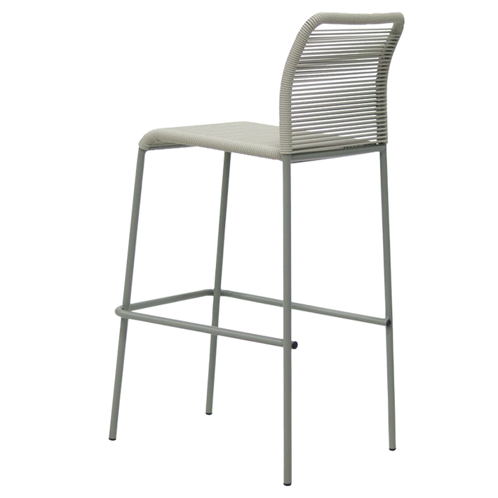 Alt Taburete Ibiza Verde fabricado en acero y cuerda sintética con una estructura apilable ideal para el uso intensivo profesional EME Mobiliario 