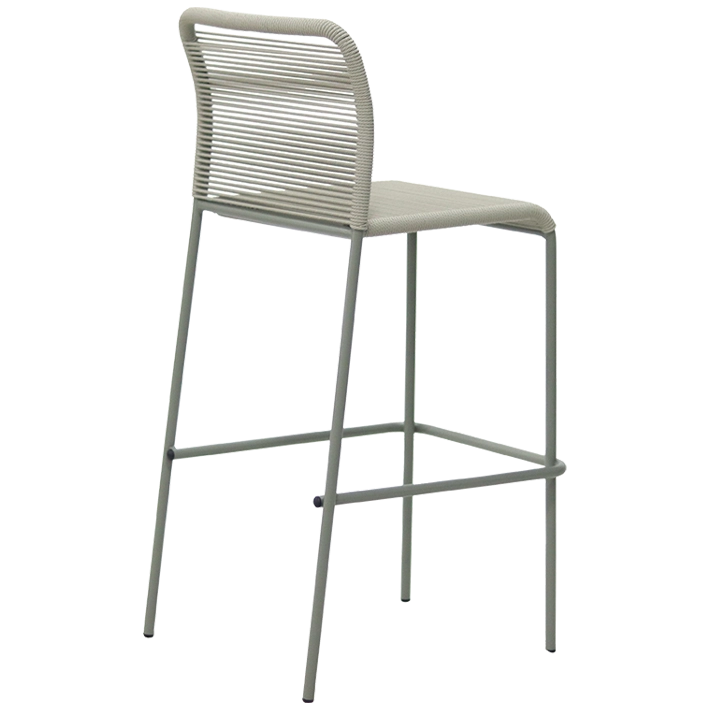 Alt Taburete Ibiza Verde fabricado en acero y cuerda sintética con una estructura apilable ideal para el uso intensivo profesional EME Mobiliario 