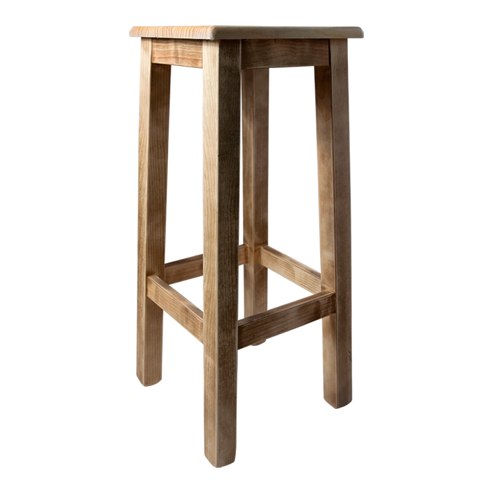 Alt Taburete Madera Natural fabricado en madera de pino totalmente apilable ideal para usar en eventos y hostelería EME Mobiliario 