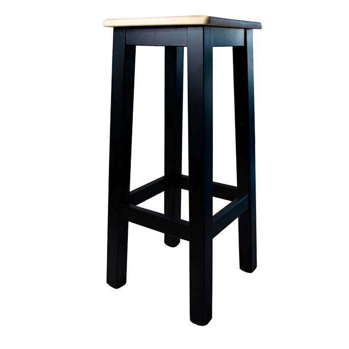 Alt Taburete Madera Negro Natural fabricado en madera de pino totalmente apilable ideal para eventos y hostelería EME Mobiliario 