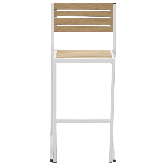 Alt Taburete Mallorca Blanco fabricado en acero, ideal para usar de forma intensiva en la terraza de un establecimiento de hostelería EME Mobiliario 