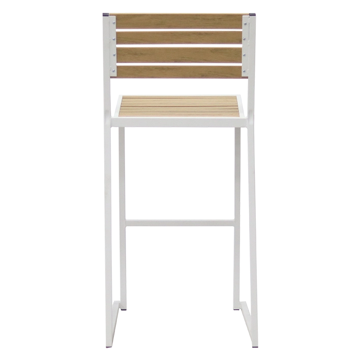 Alt Taburete Mallorca Blanco fabricado en acero, ideal para usar de forma intensiva en la terraza de un establecimiento de hostelería EME Mobiliario 