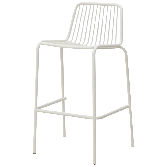 Alt Taburete Menorca Blanco fabricado en acero de calidad ideal para el uso intensivo profesional con un bonito y original estilo industrial EME Mobiliario 