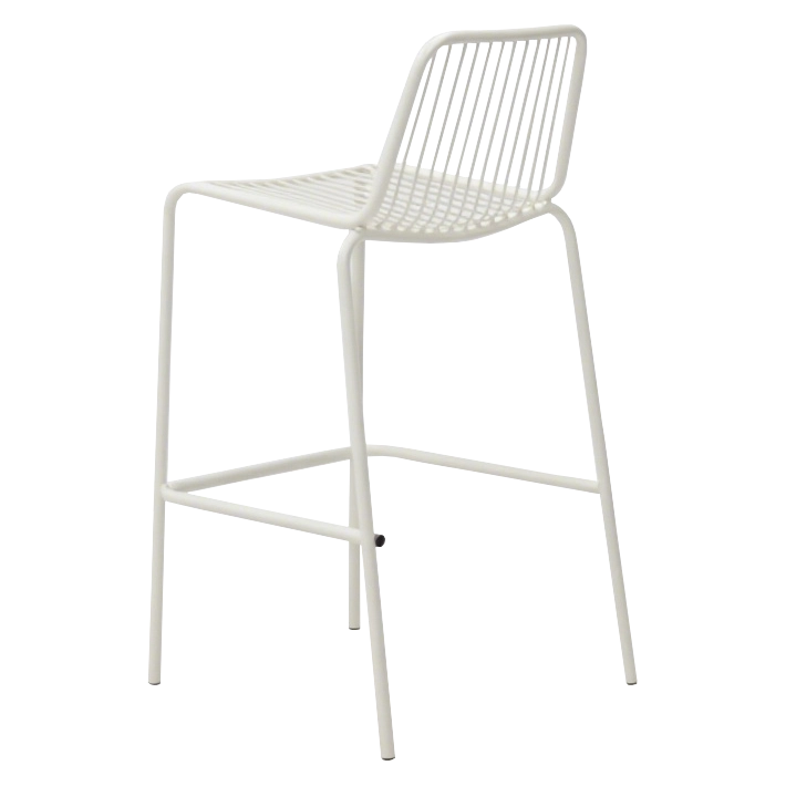 Alt Taburete Menorca Blanco fabricado en acero de calidad ideal para el uso intensivo profesional con un bonito y original estilo industrial EME Mobiliario 