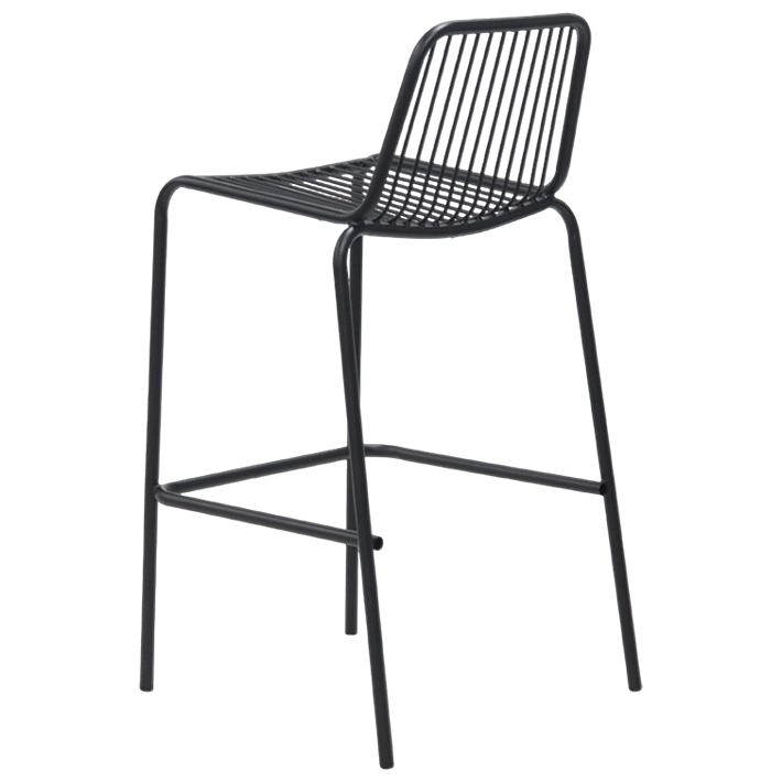 Alt Taburete Menorca Negro fabricado en acero de calidad ideal para el uso intensivo profesional con un bonito y original estilo industrial EME Mobiliario 