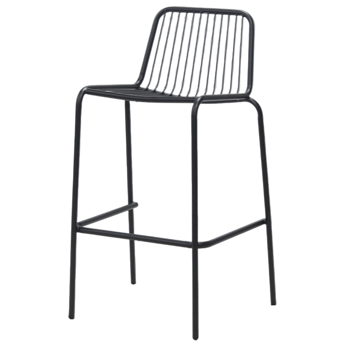 Alt Taburete Menorca Negro fabricado en acero de calidad ideal para el uso intensivo profesional con un bonito y original estilo industrial EME Mobiliario 