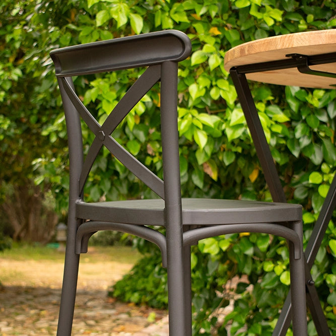 Alt Taburete Crossback Negro fabricado 100% en polipropileno, taburete apilable para eventos y hostelería EME Mobiliario 