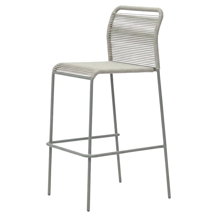 Alt Taburete Ibiza Verde fabricado con acero y cuerda sintética para eventos y hostelería