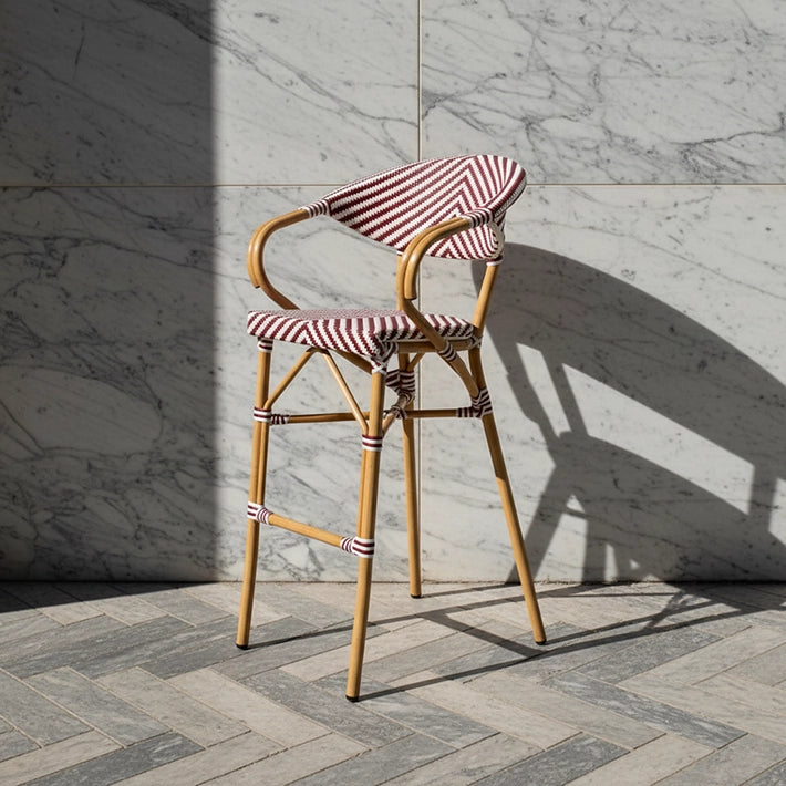 Alt Taburete Paris de Estilo Parisino de Color Burdeos, ideal para Hostelería EME Mobiliario