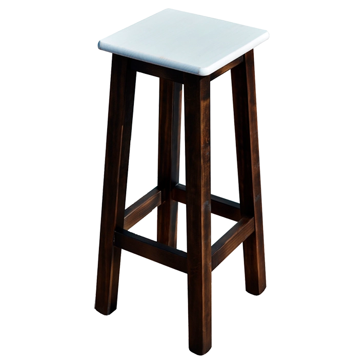 Alt Taburete de estilo rústico con tapa de color blanco y color nogal EME Mobiliario