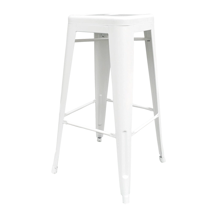 Alt Taburete Tolix Blanco fabricado en acero galvanizado de color blanco ideal para el uso intensivo profesional totalmente apilable EME Mobiliario