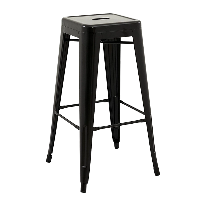 Alt Taburete Tolix Negro fabricado en acero galvanizado para eventos y hostelería totalmente apilable EME Mobiliario