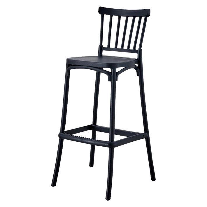 Alt Taburete Windsor en color negro con estructura monoblock y apilable de polipropileno EME Mobiliario