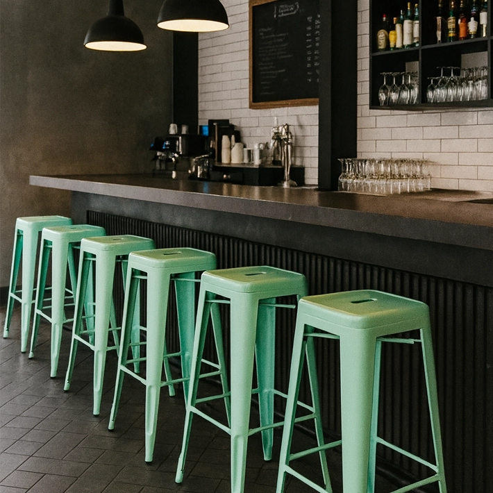 Alt Taburetes Industriales De Color Menta Para Hostelería EME Mobiliario