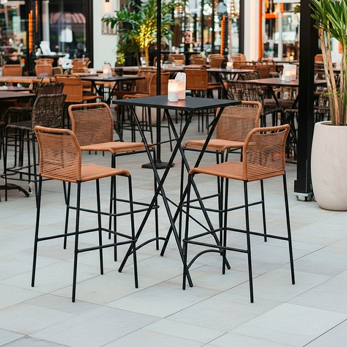 Alt Conjunto Taburetes Ibiza Negro + Mesa Ibiza Negra Para Bares, Restaurantes EME Mobiliario