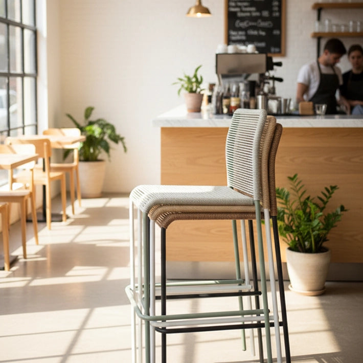 Alt Taburetes Ibiza de Acero Con Asiento De Cuerda Para Hostelería EME Mobiliario