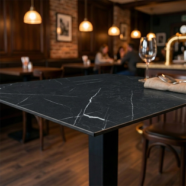 Alt Tapas de Mesa de HPL con acabado en Mármol Negro para usar en interiores como exteriores EME Mobiliario
