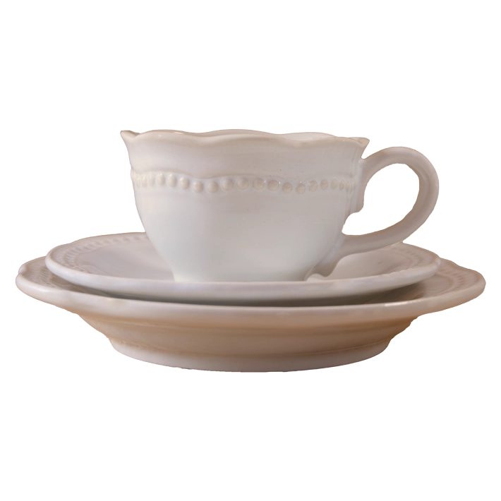 Alt  Set café Vajilla colección Florencia en color crema fabricado en gres vitrificado ideal para usar en eventos y hostelería EME Mobiliario 