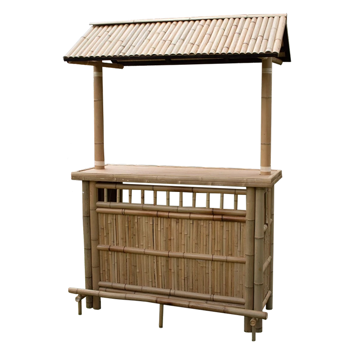 Alt Tiki Bar es una barra de bar fabricada en bambú natural con tejado ideal para usar en exterior EME Mobiliario 